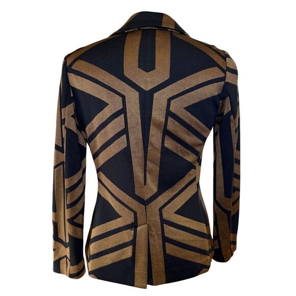 Chico’s Geometric Print Single Button Blazer Black/Gold Size S - Picture 3 of 11